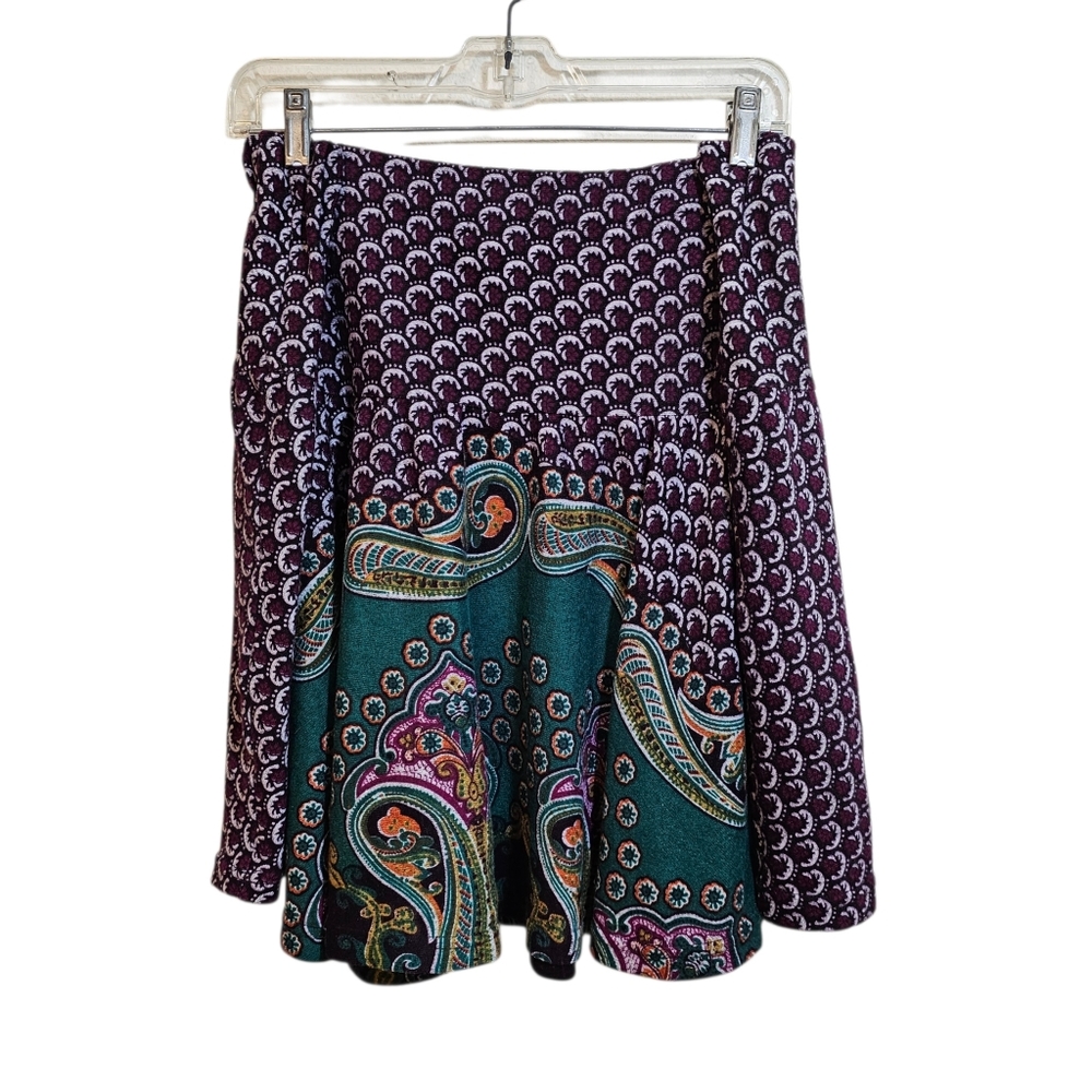 Funky People Purple Paisley Print Skater Skirt Women's Size XL